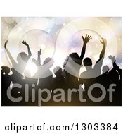 Poster, Art Print Of Silhouetted Dancers In A Crowd Against Flares And Pastel Lights