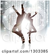 Poster, Art Print Of Silhouetted Dancing Couple Against Flares And Trailing Lights