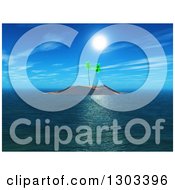 Clipart Of A 3d Palm Tree Island At Sea Royalty Free Illustration