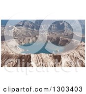 Clipart Of A 3d Cratered Planet Landscape And Lake Royalty Free Illustration