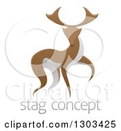 Poster, Art Print Of Walking Brown And White Stag Deer Buck Over Sample Text