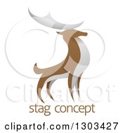 Poster, Art Print Of Standing Brown And White Stag Deer Buck Over Sample Text