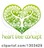 Poster, Art Print Of Tree With Roots And Leafy Branches Inside A Gradient Green Heart Over Sample Text