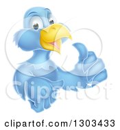 Poster, Art Print Of Happy Blue Bird Character Giving A Thumb Up