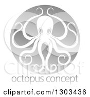 Clipart Of A Shiny Silver Round Octopus Logo Over Sample Text Royalty Free Vector Illustration by AtStockIllustration