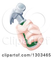 Clipart Of A Caucasian Hand Holding A Hammer Royalty Free Vector Illustration