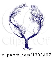 Poster, Art Print Of Blue Globe Tree With Bare Branches Forming The Continents Of Earth