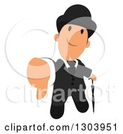 Clipart Of A 3d White Unhappy Gentleman With An Umbrella Giving A Thumb Down Royalty Free Illustration by Julos
