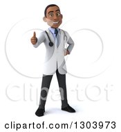 Clipart Of A 3d Young Black Male Doctor Giving A Thumb Up Royalty Free Illustration by Julos