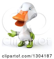 Clipart Of A 3d White Gardener Duck Presenting Royalty Free Illustration by Julos