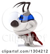 Clipart Of A 3d Jack Russell Terrier Dog Super Hero Smiling By A Sign Royalty Free Illustration