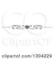 Clipart Of A Black And White Heart And Swirl Border Rule Design Element 2 Royalty Free Vector Illustration