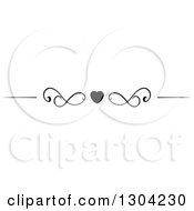 Clipart Of A Black And White Heart And Swirl Border Rule Design Element 3 Royalty Free Vector Illustration