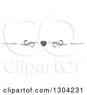 Clipart Of A Black And White Heart And Swirl Border Rule Design Element 4 Royalty Free Vector Illustration