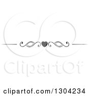 Clipart Of A Black And White Heart And Swirl Border Rule Design Element Royalty Free Vector Illustration