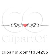 Clipart Of A Red Heart And Black Swirl Border Rule Design Element 2 Royalty Free Vector Illustration