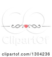 Red Heart And Black Swirl Border Rule Design Element
