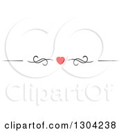 Clipart Of A Red Heart And Black Swirl Border Rule Design Element 4 Royalty Free Vector Illustration