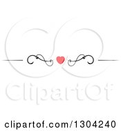 Clipart Of A Red Heart And Black Swirl Border Rule Design Element 6 Royalty Free Vector Illustration