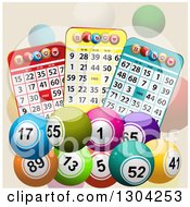 Poster, Art Print Of 3d Colorful Bingo Balls With Cards On Tan