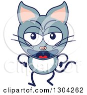 Poster, Art Print Of Cartoon Angry Gray Cat Character