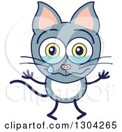 Clipart Of A Cartoon Sad Gray Cat Character Crying Royalty Free Vector Illustration by Zooco