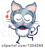 Poster, Art Print Of Cartoon Gray Cat Character Dancing