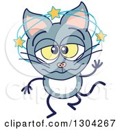 Poster, Art Print Of Cartoon Dizzy Gray Cat Character