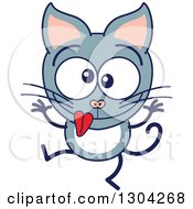 Cartoon Gray Cat Character Making Funny Faces