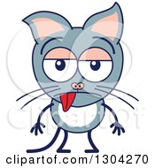 Clipart Of A Cartoon Indifferent Gray Cat Character Royalty Free Vector Illustration by Zooco