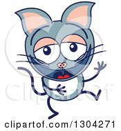 Clipart Of A Cartoon Laughing Gray Cat Character Royalty Free Vector Illustration by Zooco