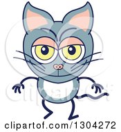 Cartoon Naughty Gray Cat Character