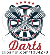 Poster, Art Print Of Target With Crossed Darts And Stars Over Text