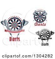 Clipart Of Targets With Stars Darts Banners And Text Royalty Free Vector Illustration