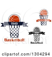 Poster, Art Print Of Blank Banners With Basketballs Hoops And Text