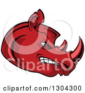 Poster, Art Print Of Cartoon Angry Red Rhinoceros Head In Profile
