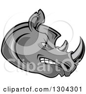 Poster, Art Print Of Cartoon Angry Gray Rhinoceros Head In Profile