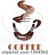 Poster, Art Print Of Brown Steamy Coffee Cup Over Text