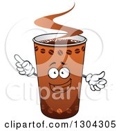 Poster, Art Print Of Happy Take Out Coffee Cup Character Holding Up A Finger