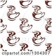 Poster, Art Print Of Seamless Background Pattern Of Steamy Brown Coffee Cups 5