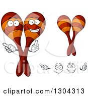 Clipart Of Cartoon Faces Hands And Maracas Royalty Free Vector Illustration