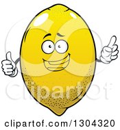Poster, Art Print Of Happy Lemon Character Holding Up A Finger And Thumb