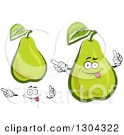 Clipart Of A Cartoon Face Hands And Green Pears Royalty Free Vector Illustration