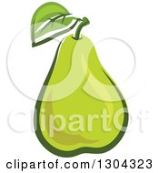 Clipart Of A Cartoon Green Pear Royalty Free Vector Illustration