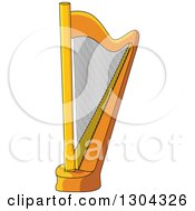 Clipart Of A Cartoon Harp Royalty Free Vector Illustration