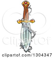 Poster, Art Print Of Shiny Dagger Blade With Barbed Wire 3