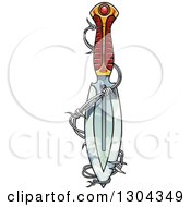 Poster, Art Print Of Shiny Dagger Blade With Barbed Wire
