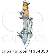 Poster, Art Print Of Shiny Dagger Blade With Barbed Wire 2