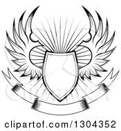 Poster, Art Print Of Black And White Winged Shield Over A Burst