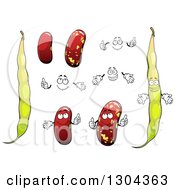 Clipart Of Cartoon Beans And Pods Royalty Free Vector Illustration